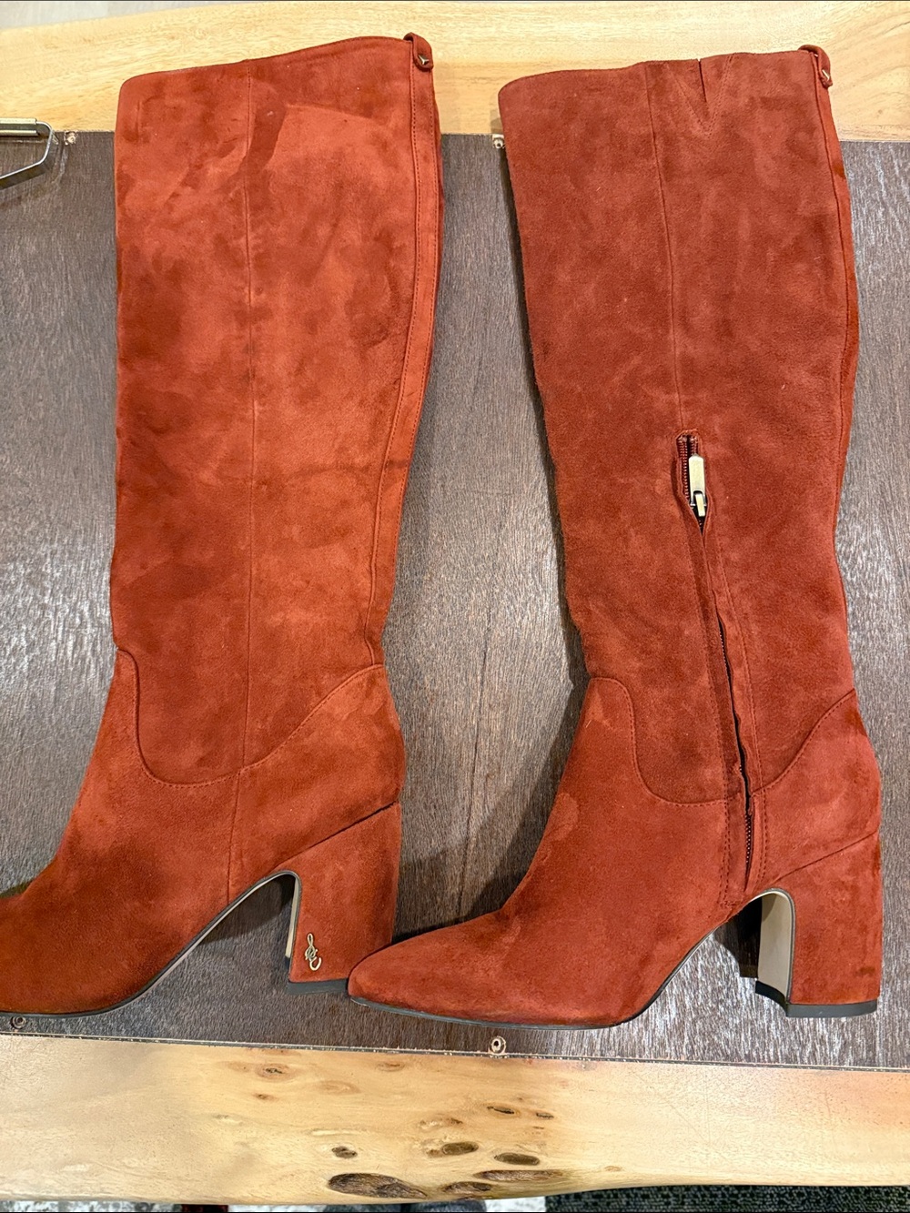 Sam Edelman Over-the-Knee Suede Boots in Rust